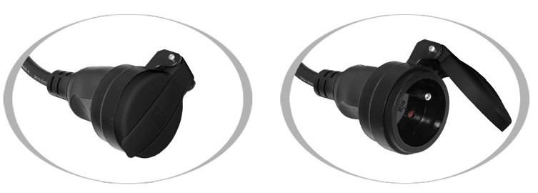 Prodlužovací přívod - spojka, 1zás. 5m, 3x1,5mm2, černá, gumová