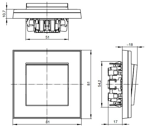 Kryt spínače kolébkového dělený Levit, bílá/bílá 3559H-A00652 03