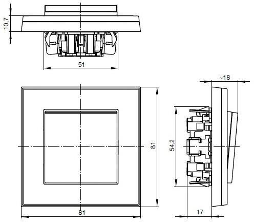Kryt spínače kolébkového, bílá/bílá Levit 3559H-A00651 03