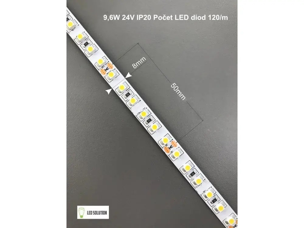 LED pásek 9,6W/m 24V bez krytí IP20