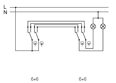 ABB 3559K-C52345 Decento® Přepínač střídavý dvojitý č.6+6 bílý porcelán