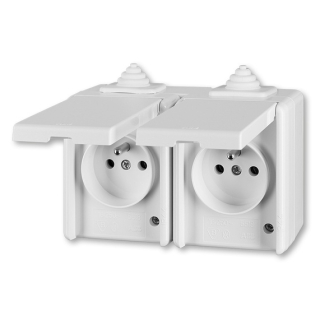 Dvojzásuvka průběžná IP44 5518-2069 B, Praktik, bílá