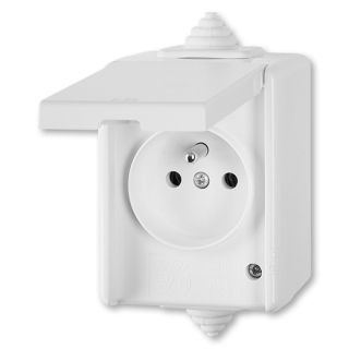 Zásuvka průběžná IP44 5518-2969 B, Praktik, bílá