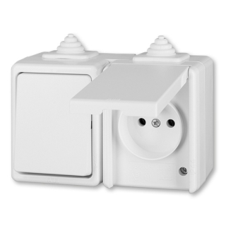 Spínač č.6 + zásuvka IP44 3932-20062 B, Praktik, bílá
