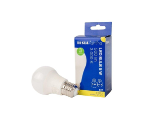 LED žárovka BULB, E27, 5W, 230V, 500lm, 25 000h, 3000K teplá bílá, 220st