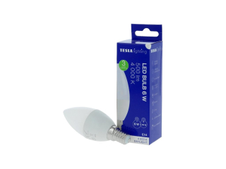LED žárovka CANDLE svíčka, E14, 6W, 230V, 500lm, 25 000h, 4000K denní bílá, 220st