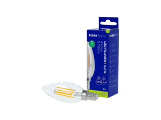 LED žárovka FILAMENT RETRO svíčka E14, 4.2W, 230V, 470lm, 25 000h, 2700K teplá, 360st,čirá