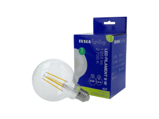 LED žárovka FILAMENT RETRO GLOBE, E27, 9W, 230V, 1055lm,25 000h, 2700K teplá bílá, 360st,čir