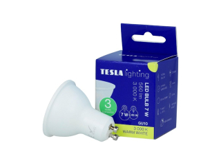 LED žárovka GU10, 7W, 230V, 560lm, 25 000h, 3000K teplá bílá, 100st