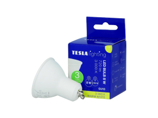 LED žárovka GU10, 8W, 230V, 720lm, 25 000h, 3000K teplá bílá, 100st