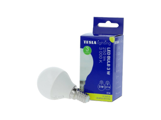 LED žárovka miniglobe BULB, E14, 3W, 230V, 250lm, 25 000h, 3000K teplá bílá, 220st