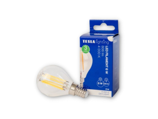 LED žárovka miniglobe FILAMENT RETRO E14, 6W, 230V,806lm,25 000h, 4000K denní b.,360st,čirá