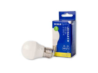 LED žárovka miniglobe BULB E27, 5W, 230V, 450lm, 25 000h, 3000K teplá bílá, 220st