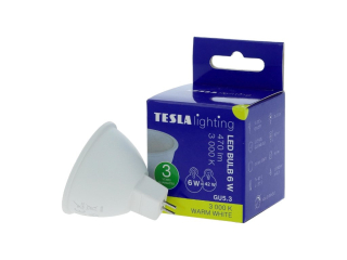 LED žárovka GU5,3 MR16, 6W, 12V, 470lm, 25 000h, 3000K teplá bílá, 100st