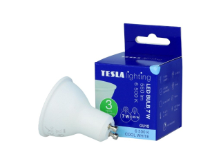 LED žárovka GU10, 7W, 230V, 560lm, 25 000h, 6500K studená bílá, 100st
