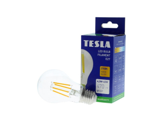LED žárovka FILAMENT RETRO BULB, E27, 4,2W, 230V, 470lm, 25 000h, 2700K teplá bílá, 360st,čirá