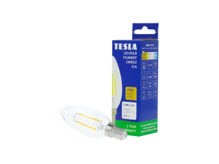 LED žárovka FILAMENT RETRO svíčka E14, 2,5W, 230V, 250lm,15 000h, 2700K teplá bílá, 360st,čirá